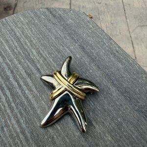 Vintage Silver and Gold Starfish Brooch
